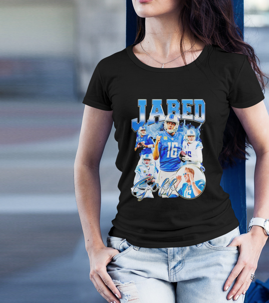 Jared Goff Detroit Lions Quarterback Football Action Montage T-Shirt