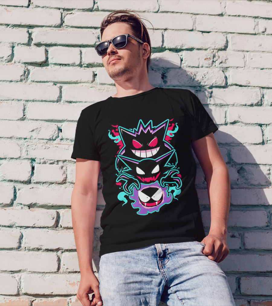 Pokemon Gengar Haunter Gastly Ghostly Trio T-Shirt