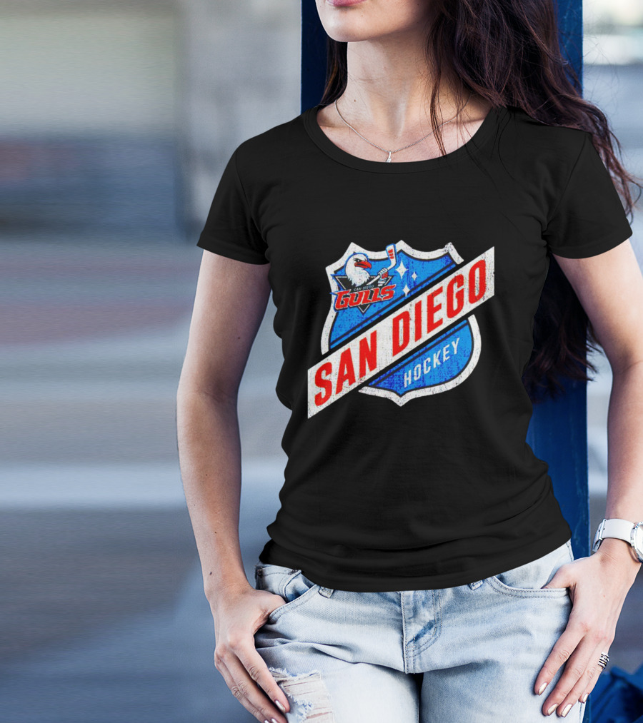 San Diego Gulls Hockey Team Shield Emblem T-Shirt
