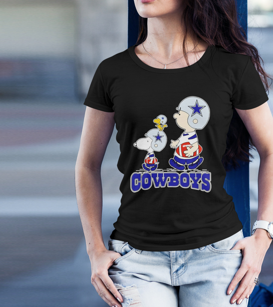 Cowboys Snoopy Charlie Brown Woodstock Football Helmets T-Shirt