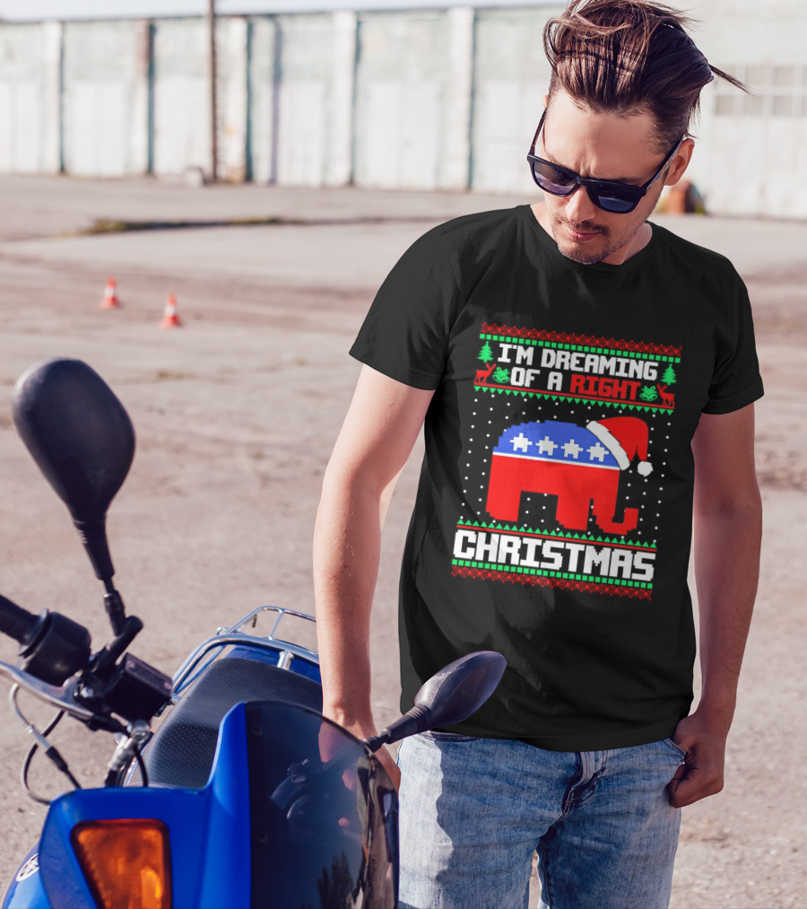 I'm Dreaming Of A Right Christmas Elephant Santa GOP Holiday T-Shirt