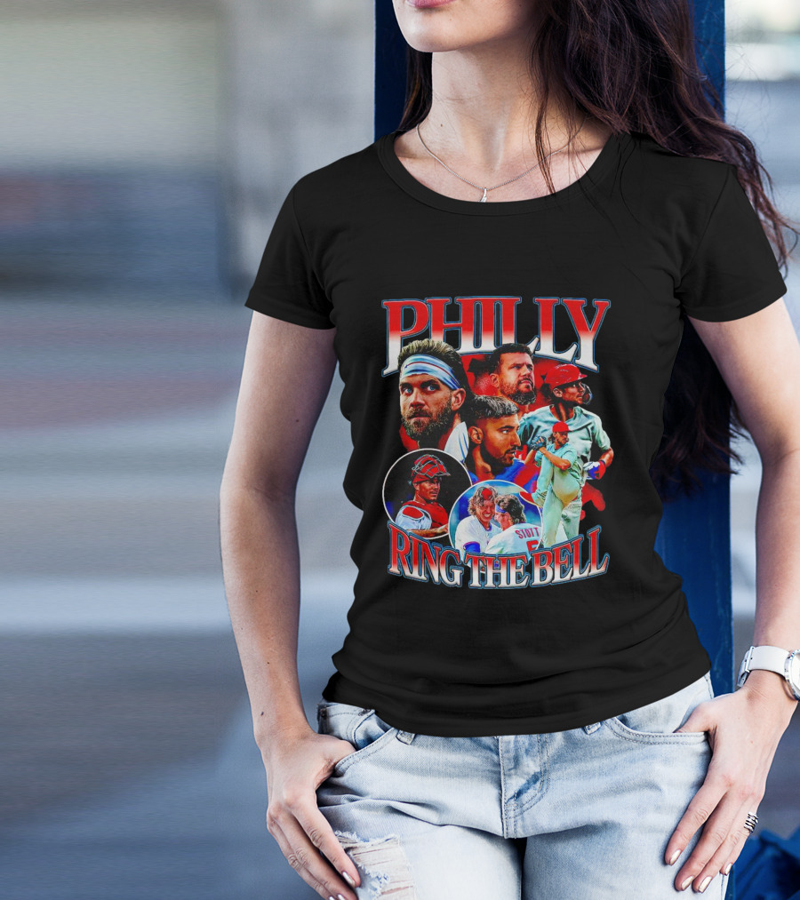 PHILLY RING THE BELL Baseball Players Collage T-Shirt