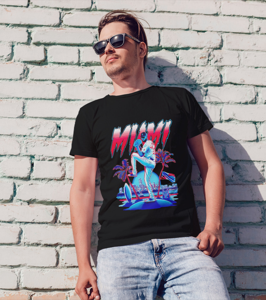 Miami Marlins Sandy Alcántara Cartoon Vintage T-Shirt
