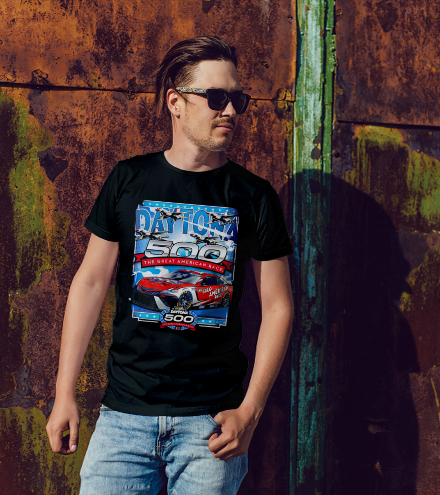 Daytona 500 The Great American Race NASCAR Car With Planes And Stars T-Shirt
