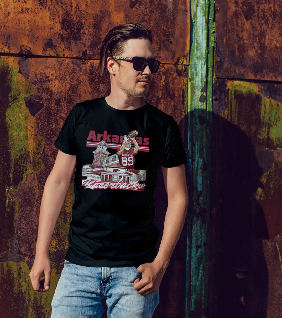 Arkansas Razorbacks Collegiate Landmarks Football Player 89 T-Shirt
