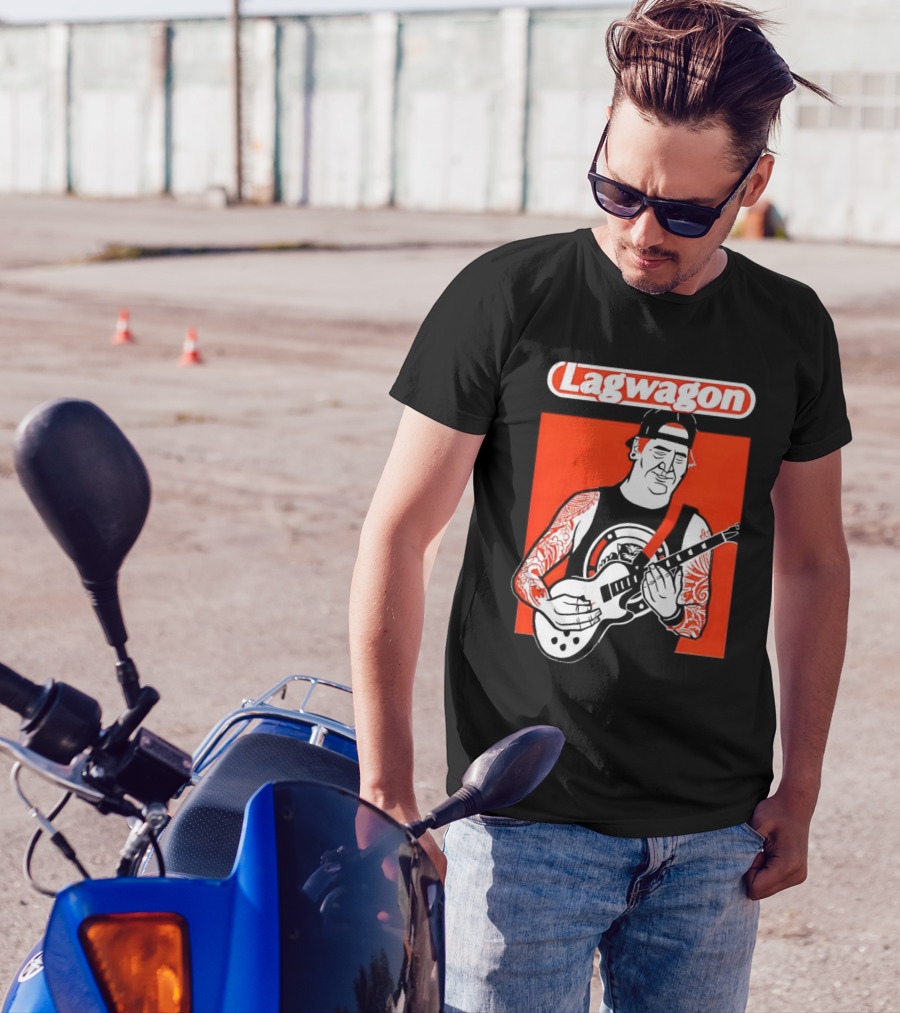 Lagwagon Flip Guitarist With Tattooed Arms In Cap And Tank Top T-Shirt