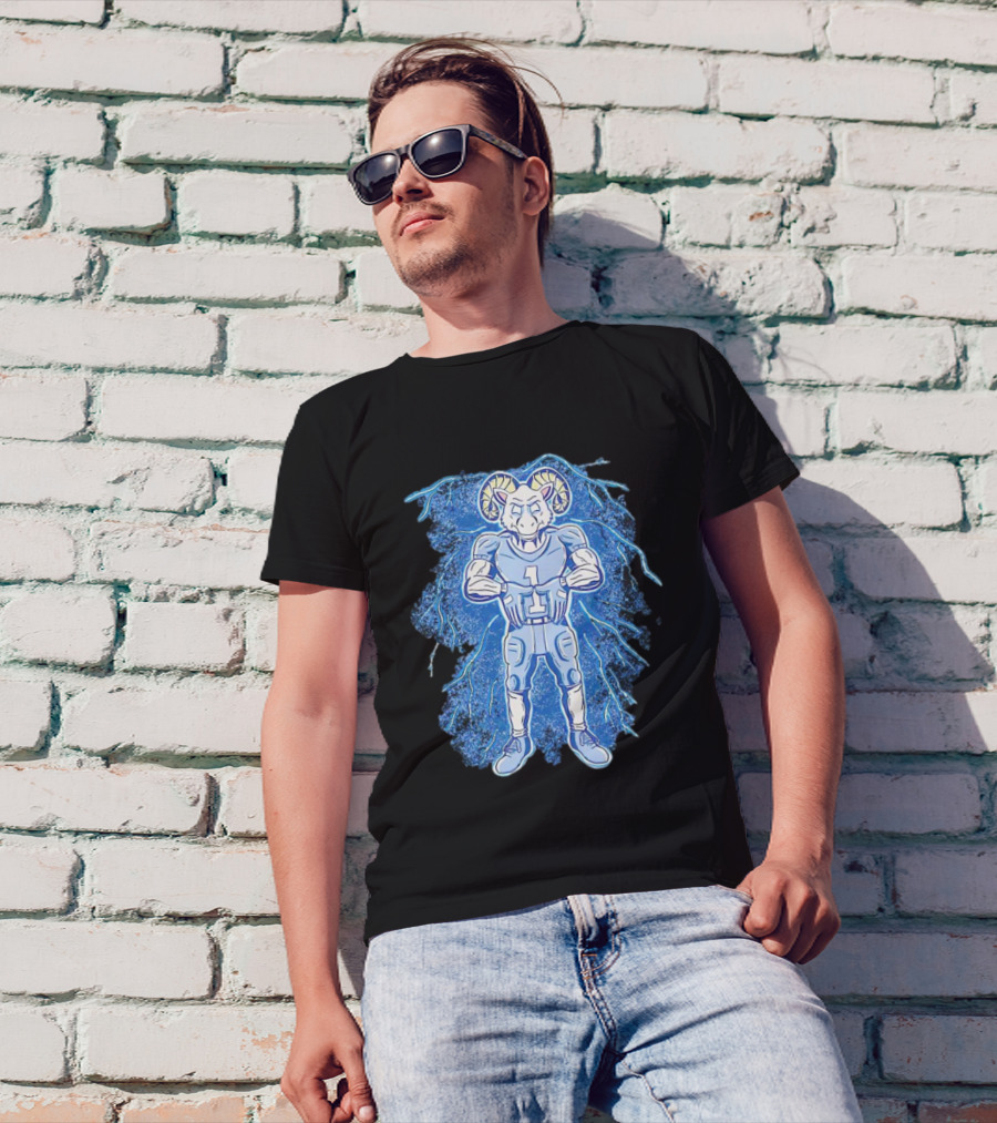 Rameses North Carolina Tar Heels Storm Lightning Mascot T-Shirt