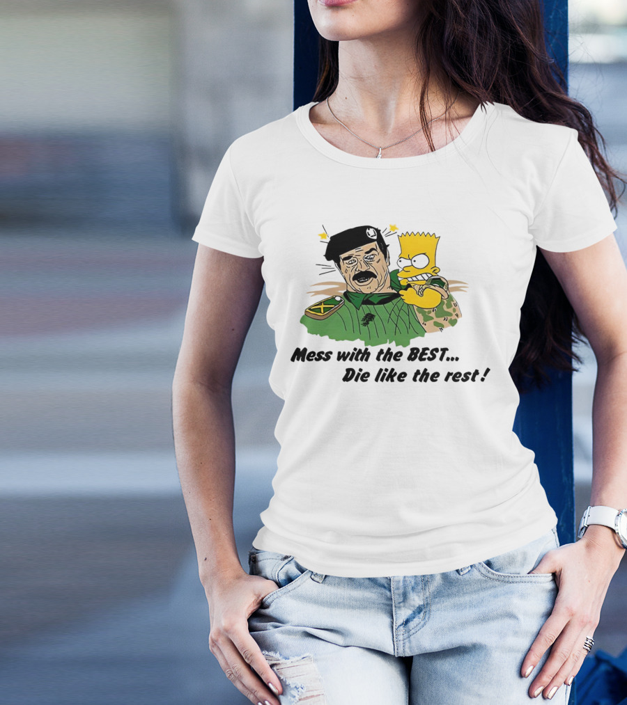 Bootleg Bart Simpson Mess With The Best Die Like The Rest Military Conflict Icons T-Shirt
