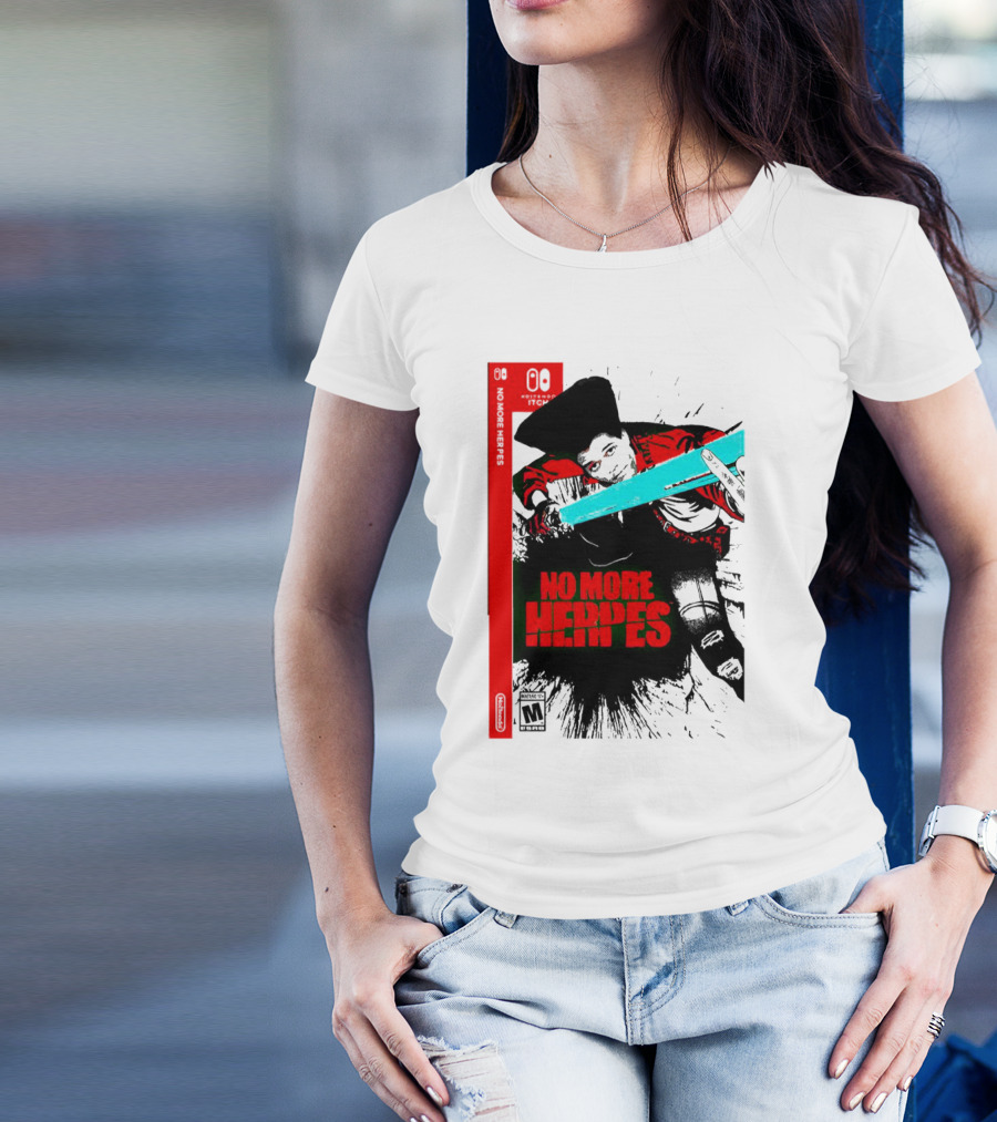 No More Heroes Game Box Art With Character And Sword T-Shirt