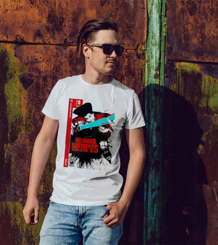 No More Heroes Game Box Art With Character And Sword T-Shirt