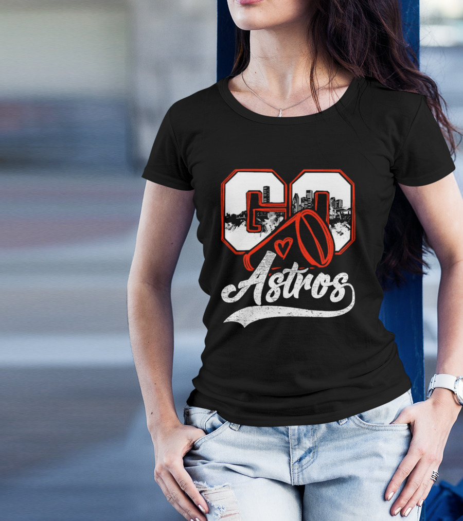 Go Astros City Cheer With Heart And Megaphone T-Shirt