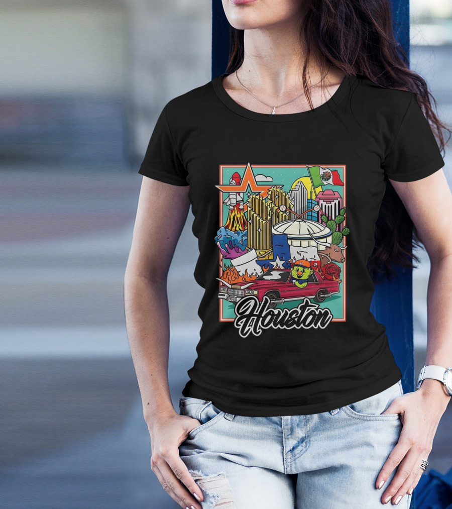 Houston Astros TwoSton Cityscape And Culture Montage T-Shirt