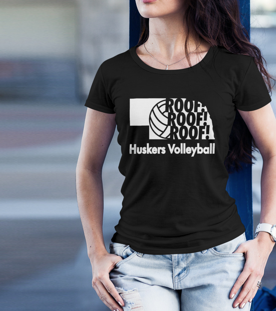 Huskers Volleyball Roof Roof Roof T-Shirt