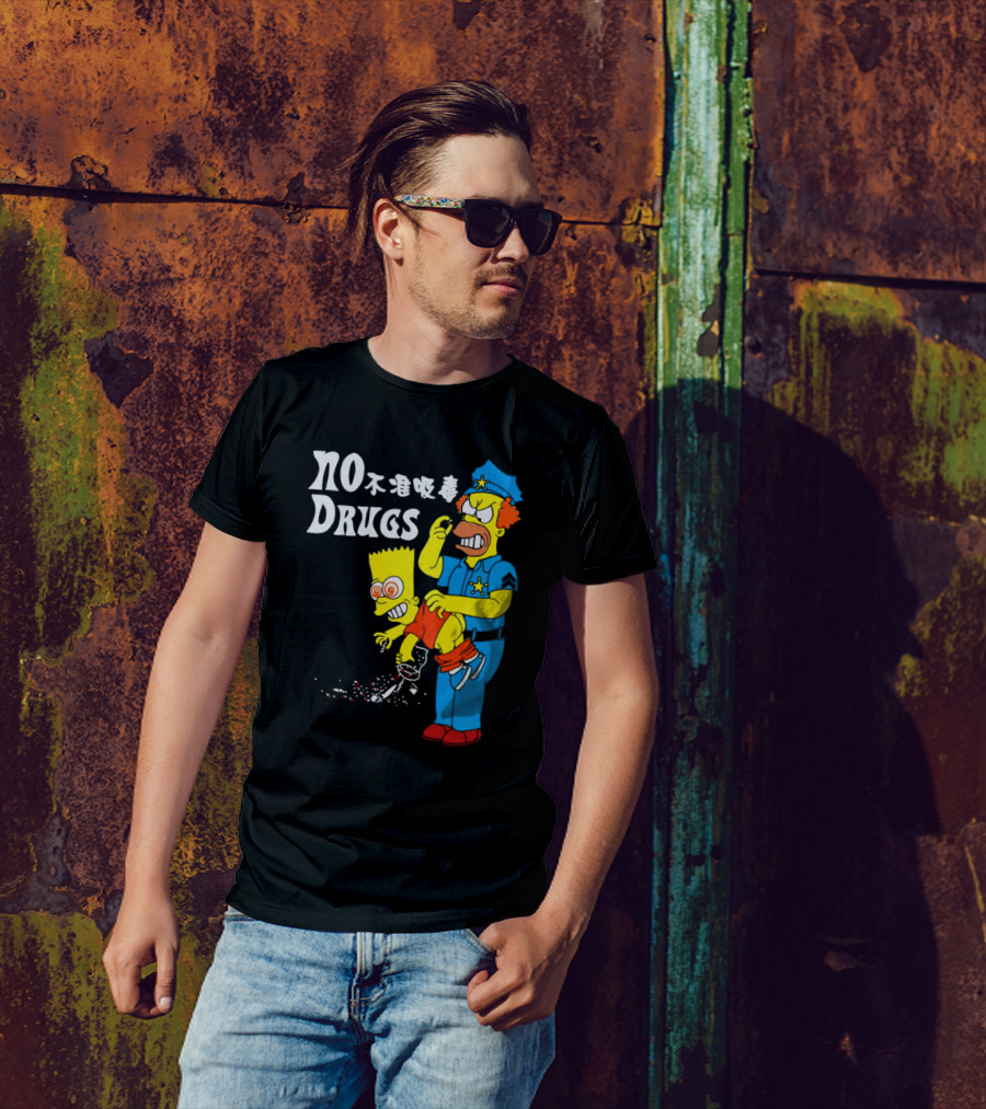 NO DRUGS The Simpson Police Officer抓住Bart Simpson不准吸毒 T-Shirt