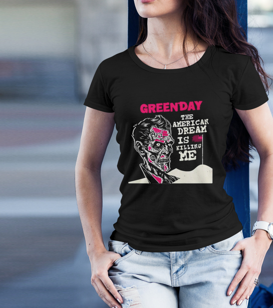 Green Day The American Dream Is Killing Me Zombie American Flag T-Shirt