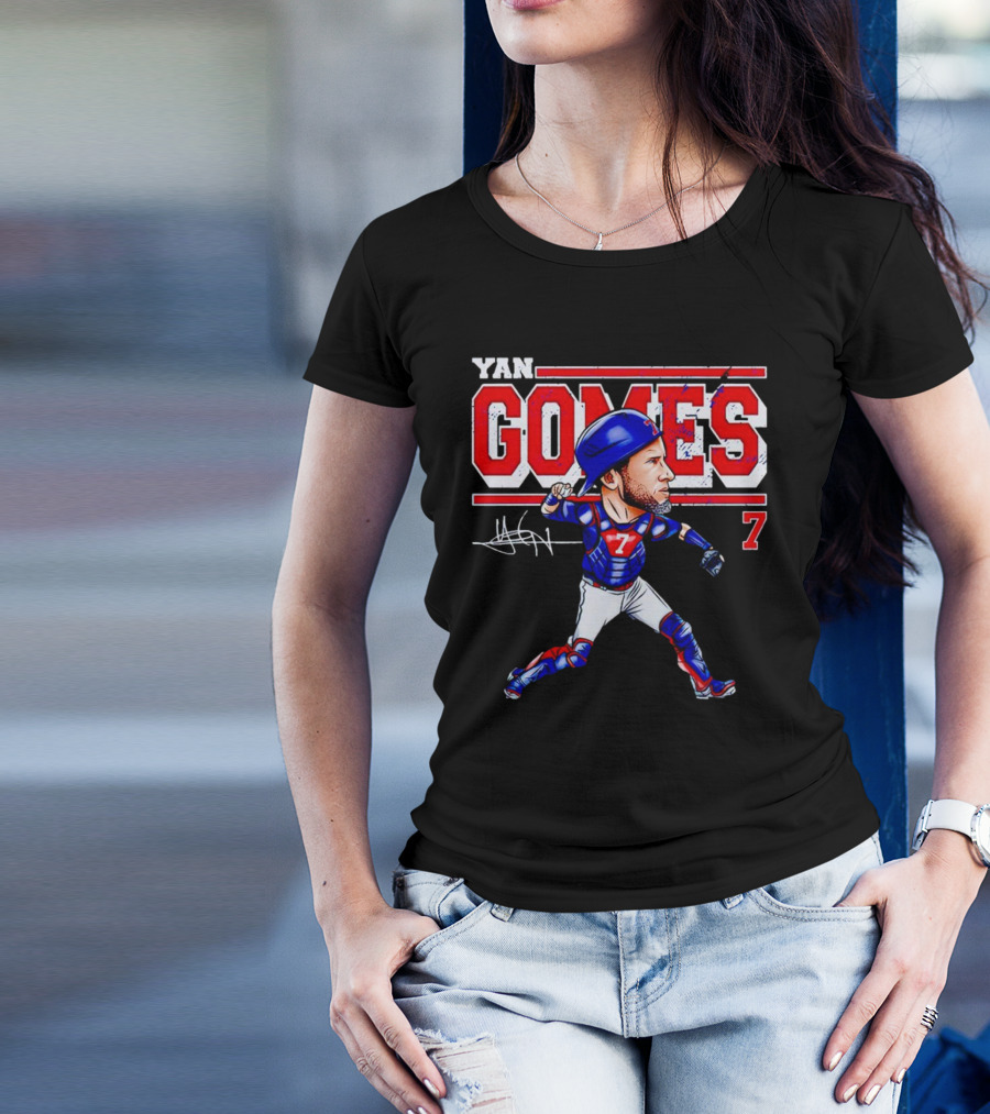 Yan Gomes Chicago Cubs Cartoon Vintage 7 Baseball Caricature T-Shirt