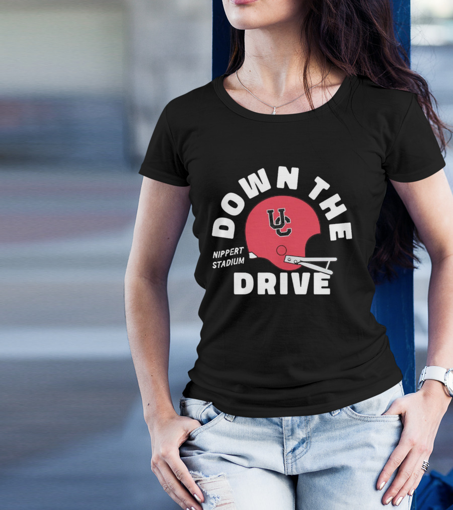 Down The Drive UC Football Helmet Nippert Stadium Cincinnati Bearcats T-Shirt