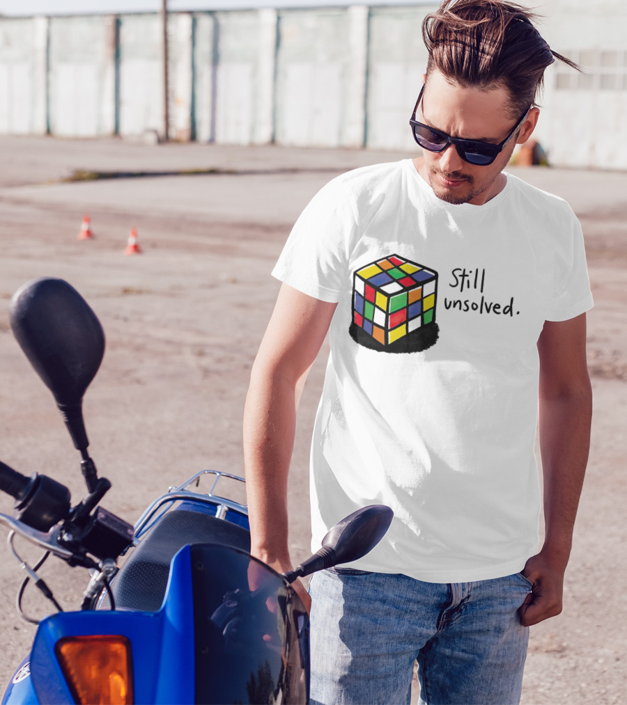 Rubik's Cube Still Unsolved Black Background Puzzle Humor T-Shirt