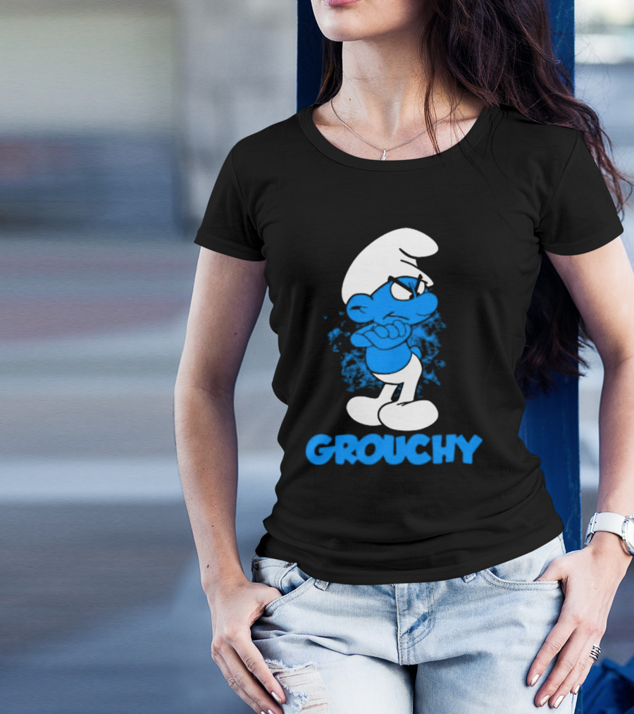 Grouchy Smurf Blue Attitude Character T-Shirt