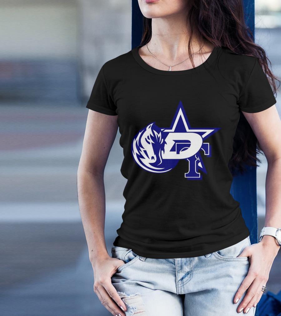 Dallas Cowboys Stars Mavericks Rangers Team Logos 4 Sports Collaboration T-Shirt