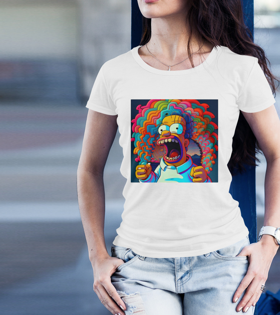 Homer Simpson Psychedelic Scream Wave Explosion T-Shirt