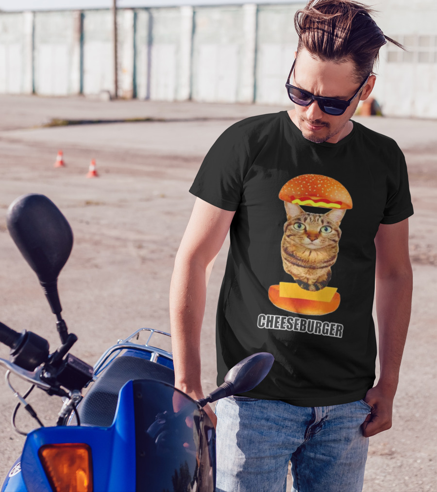 Cat Cheeseburger Head Sandwich T-Shirt