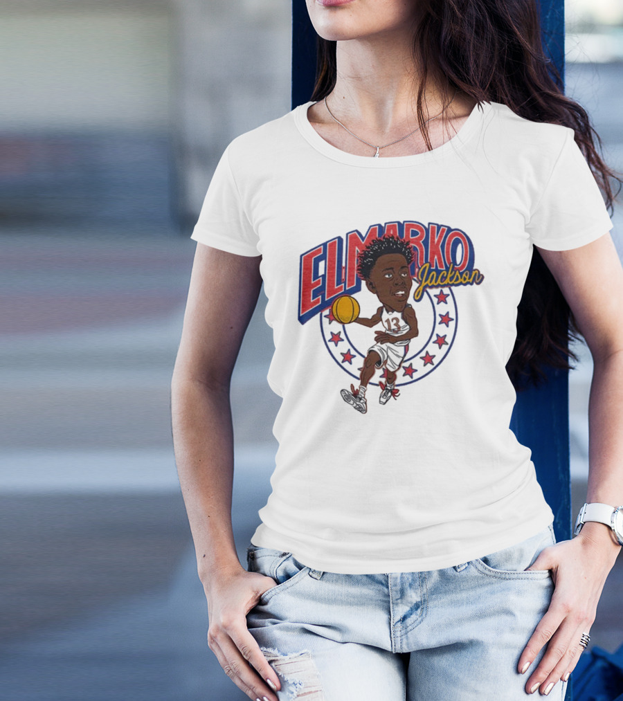 Elmarko Jackson Kansas Jayhawks Basketball Vintage Stars T-Shirt