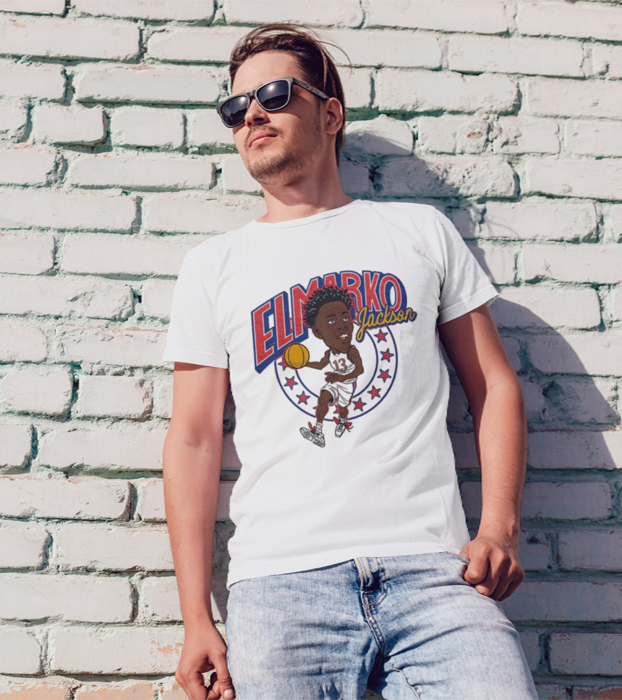 Elmarko Jackson Kansas Jayhawks Basketball Vintage Stars T-Shirt