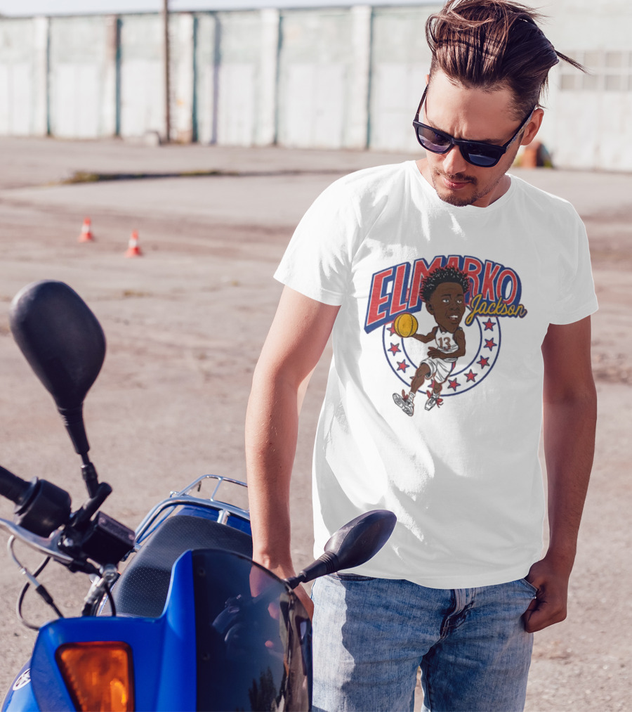 Elmarko Jackson Kansas Jayhawks Basketball Vintage Stars T-Shirt