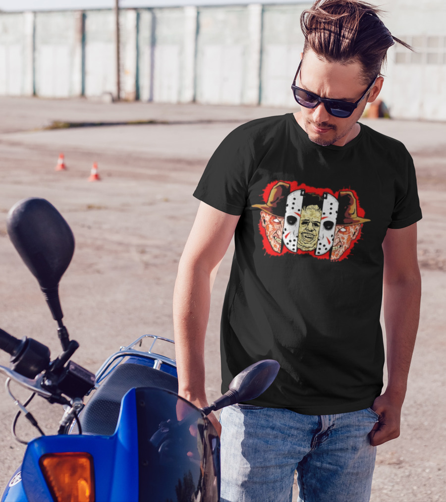Michael Myers Jason Voorhees Freddy Krueger Slasher Trio Mask Horror Icons T-Shirt