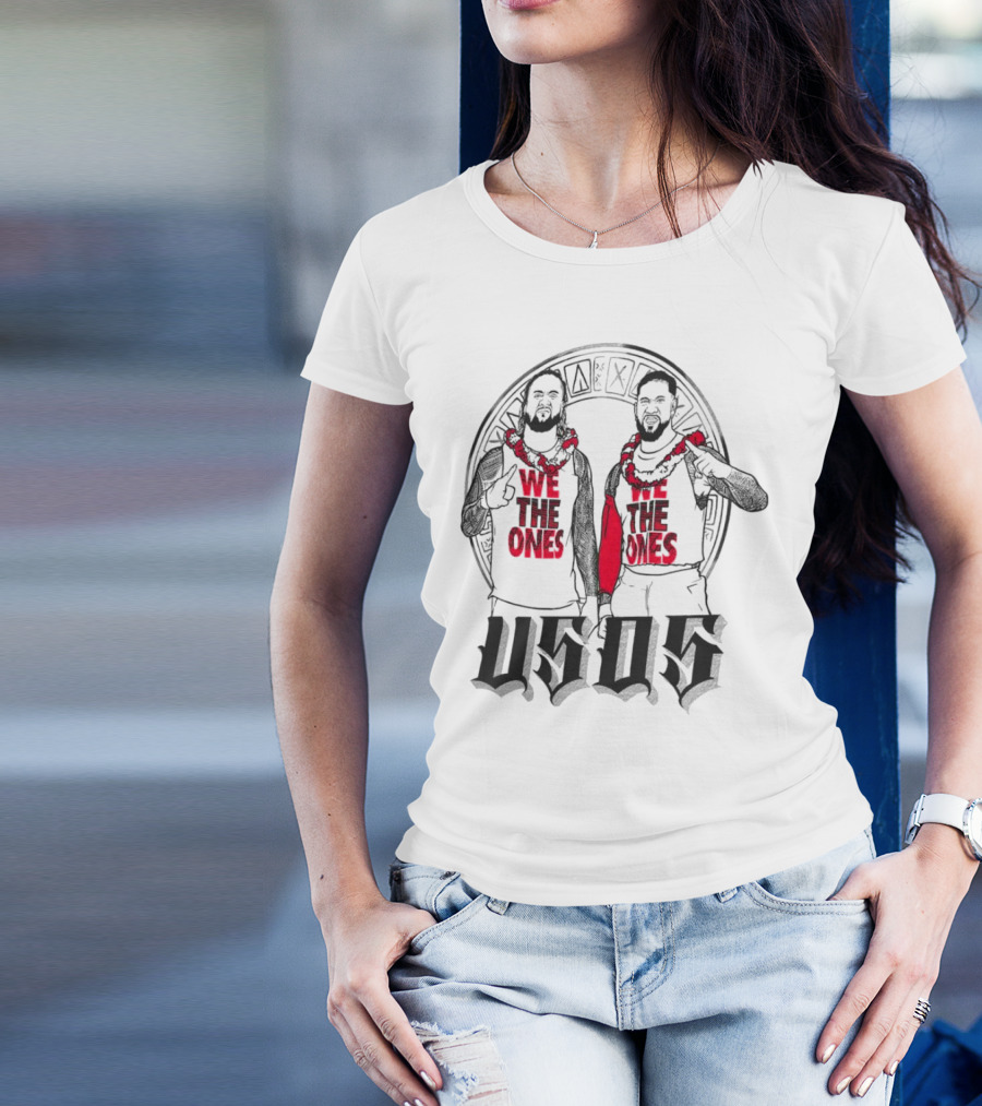 Ripple Junction Gray The Usos We The Ones Red Text And Figures T-Shirt
