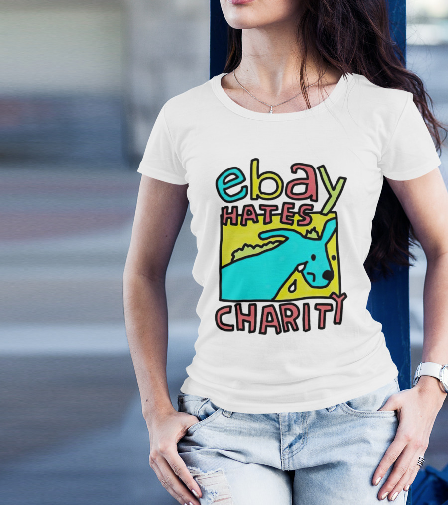 Ebay Hates Charity Whimsical Blue Goat T-Shirt