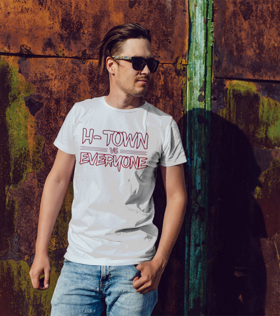H-Town Vs Everyone Bold Red And Grey Text T-Shirt