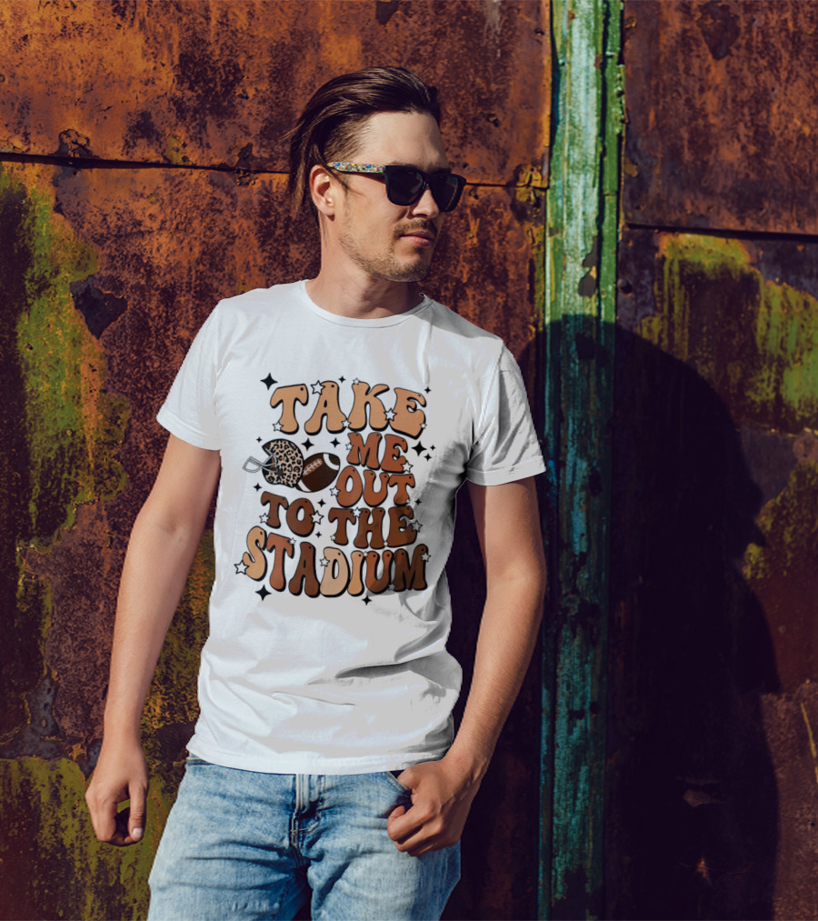 Take Me Out To The Stadium Leopard Helmet Football T-Shirt