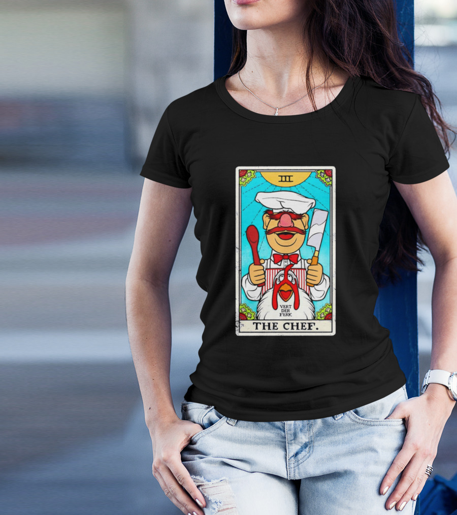 The Chef Tarot Card Vert Der Ferk Spoon Cleaver Chicken T-Shirt