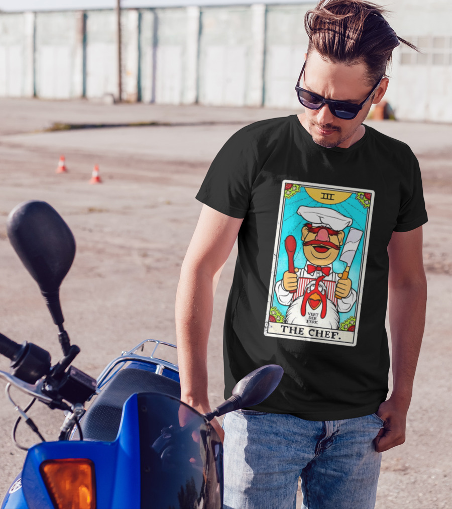 The Chef Tarot Card Vert Der Ferk Spoon Cleaver Chicken T-Shirt