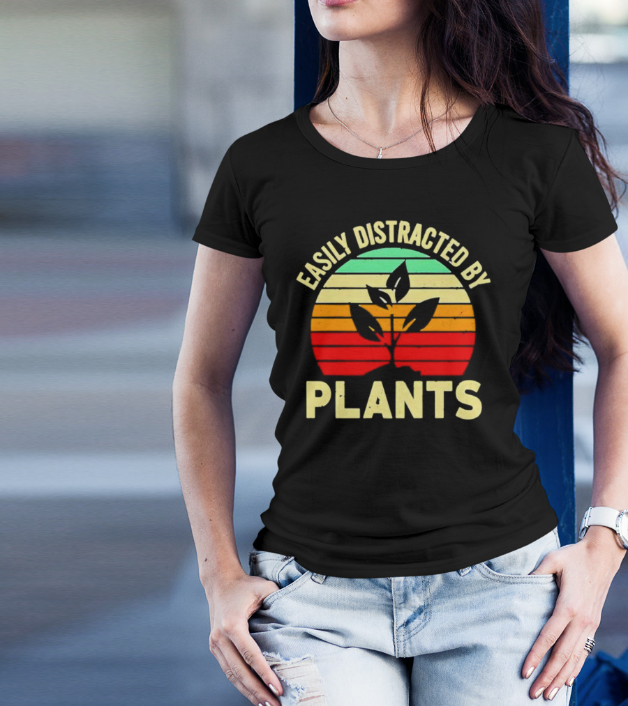 Easily Distracted By Plants Vintage Sunset T-Shirt