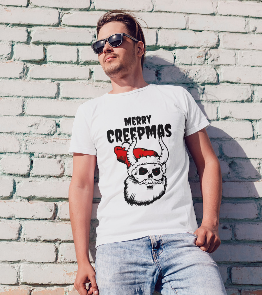 Merry Creepmas Horror Santa Skull Christmas T-Shirt