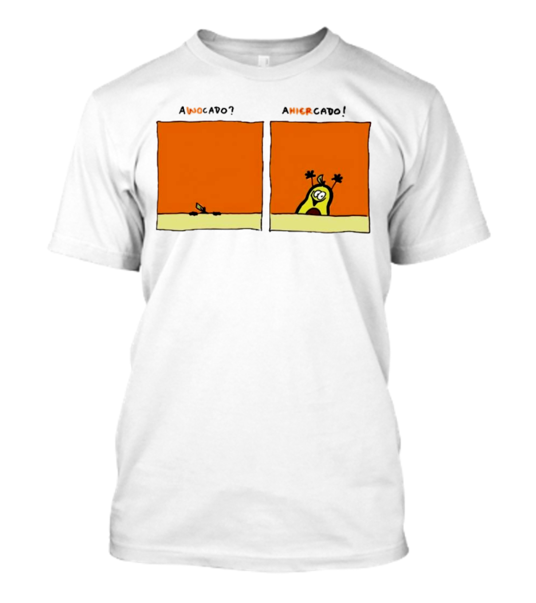 Awocado Ahiercado Funny Avocado Comic Two Panel Joke T-Shirt