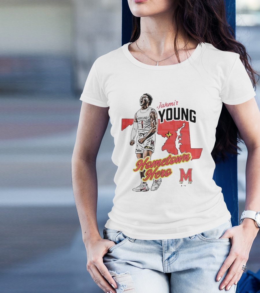 Jahmir Young Hometown Hero Maryland Map Red Star M T-Shirt