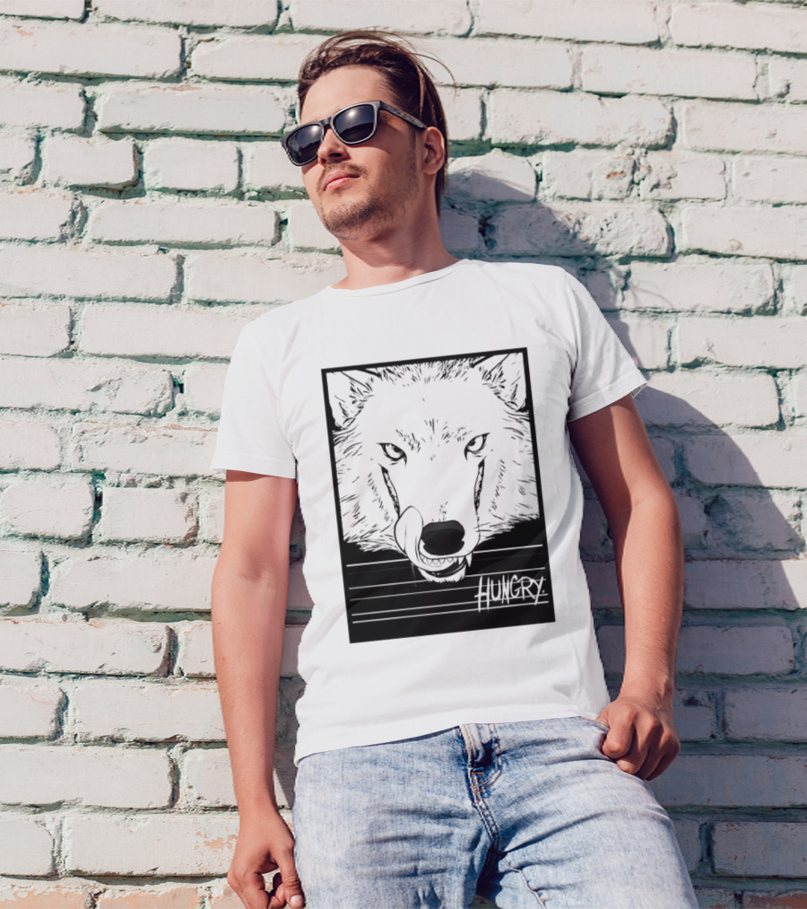 Wolf Hungry Fierce Stare With Textured Brush Strokes T-Shirt