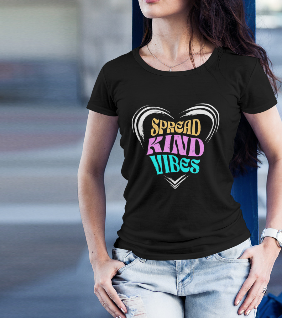 Spread Kind Vibes Colorful Heart T-Shirt