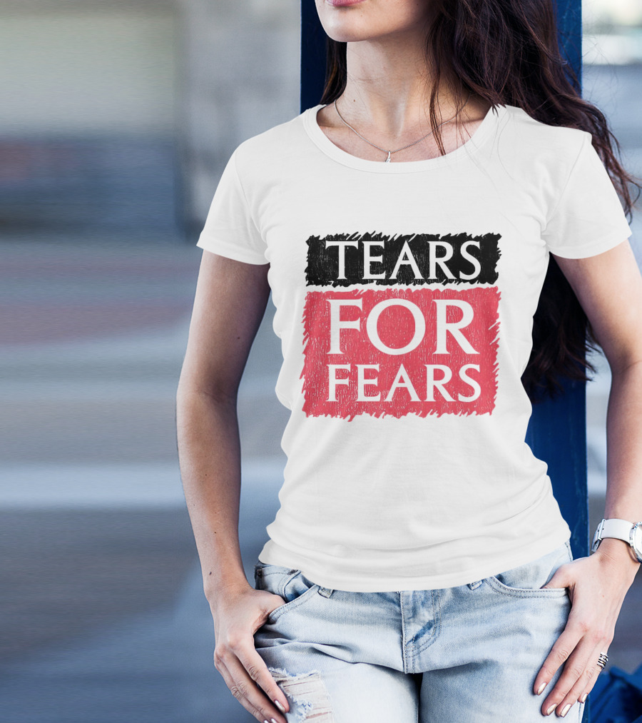 Tears For Fears Text In Black On Pink Background T-Shirt
