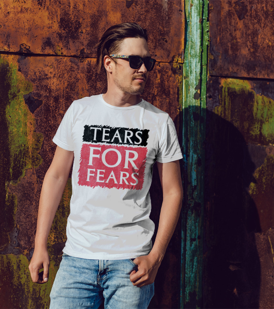 Tears For Fears Text In Black On Pink Background T-Shirt