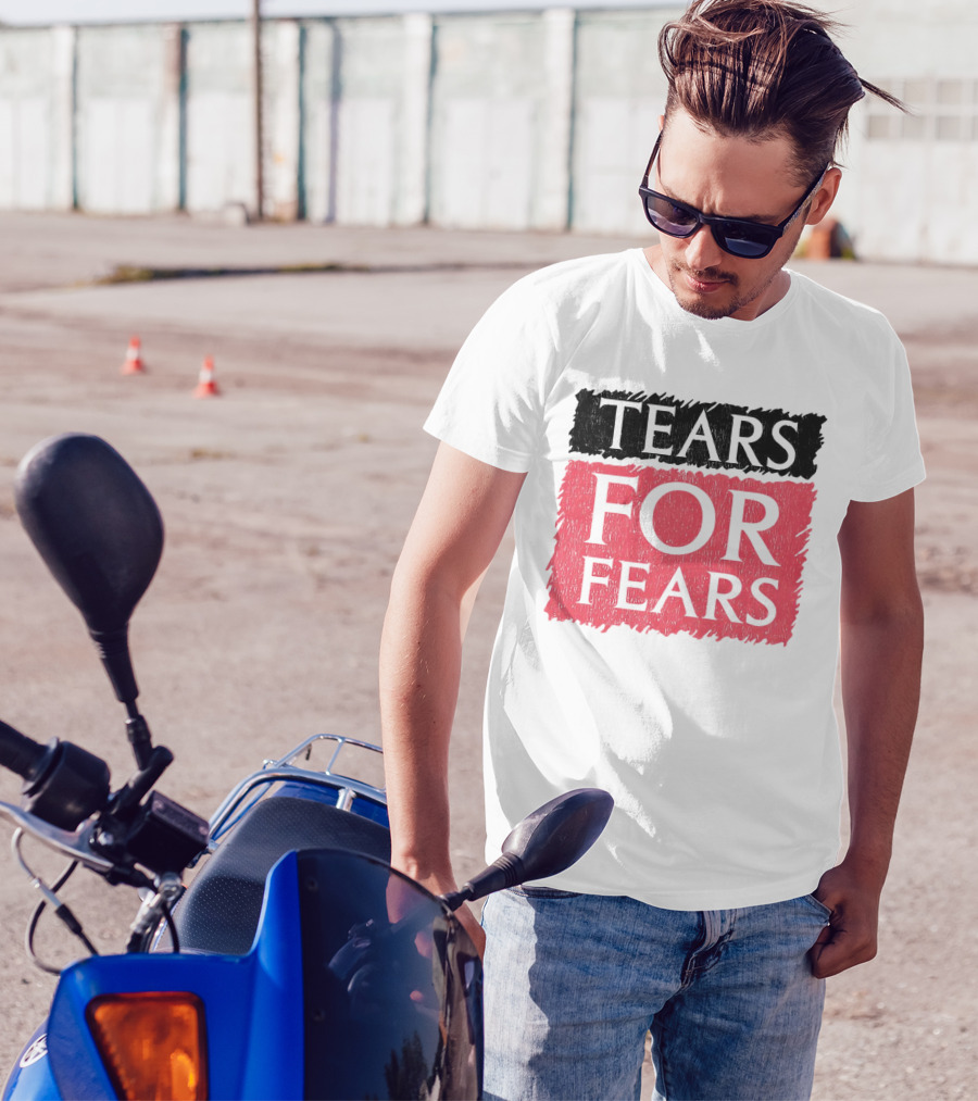 Tears For Fears Text In Black On Pink Background T-Shirt
