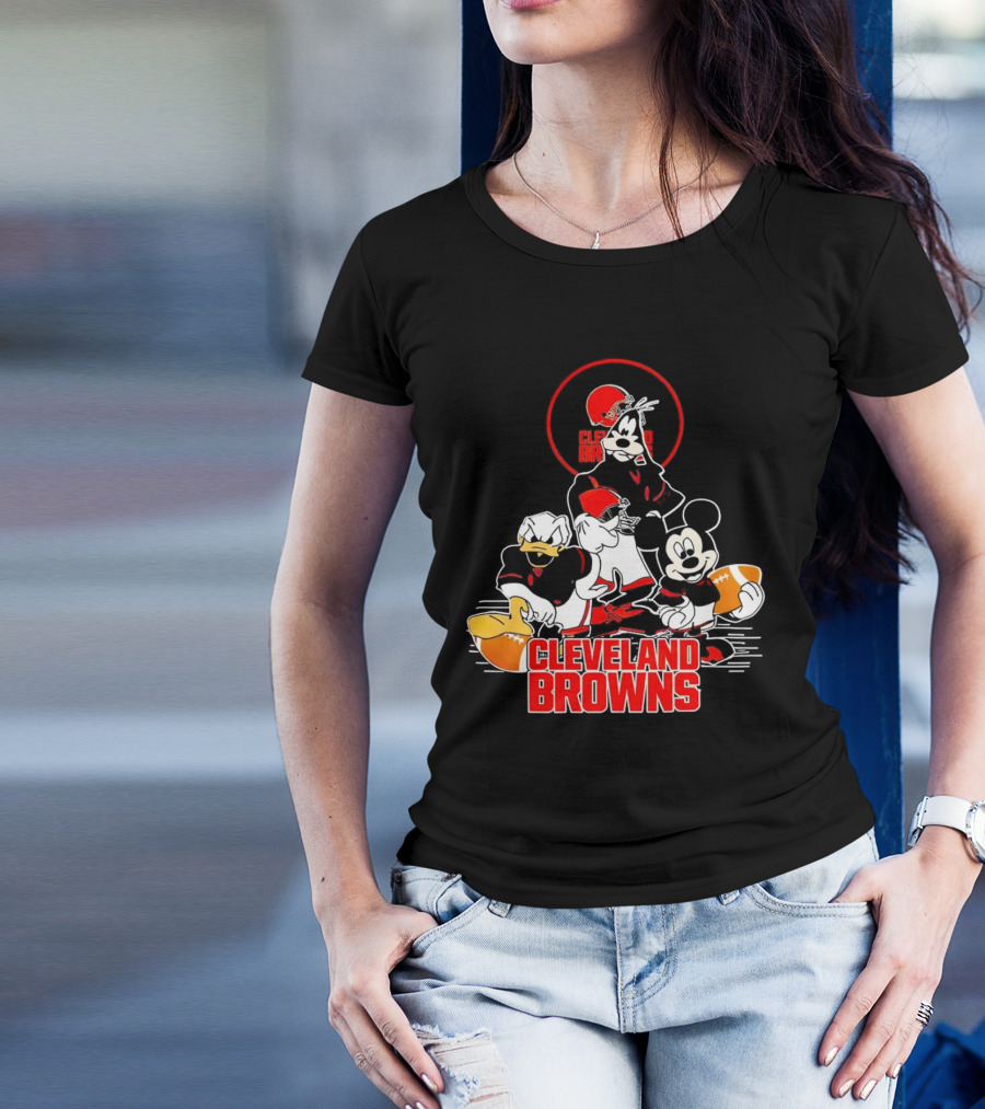 Cleveland Browns NFL Mickey Mouse Donald Duck Goofy Football Team T-Shirt