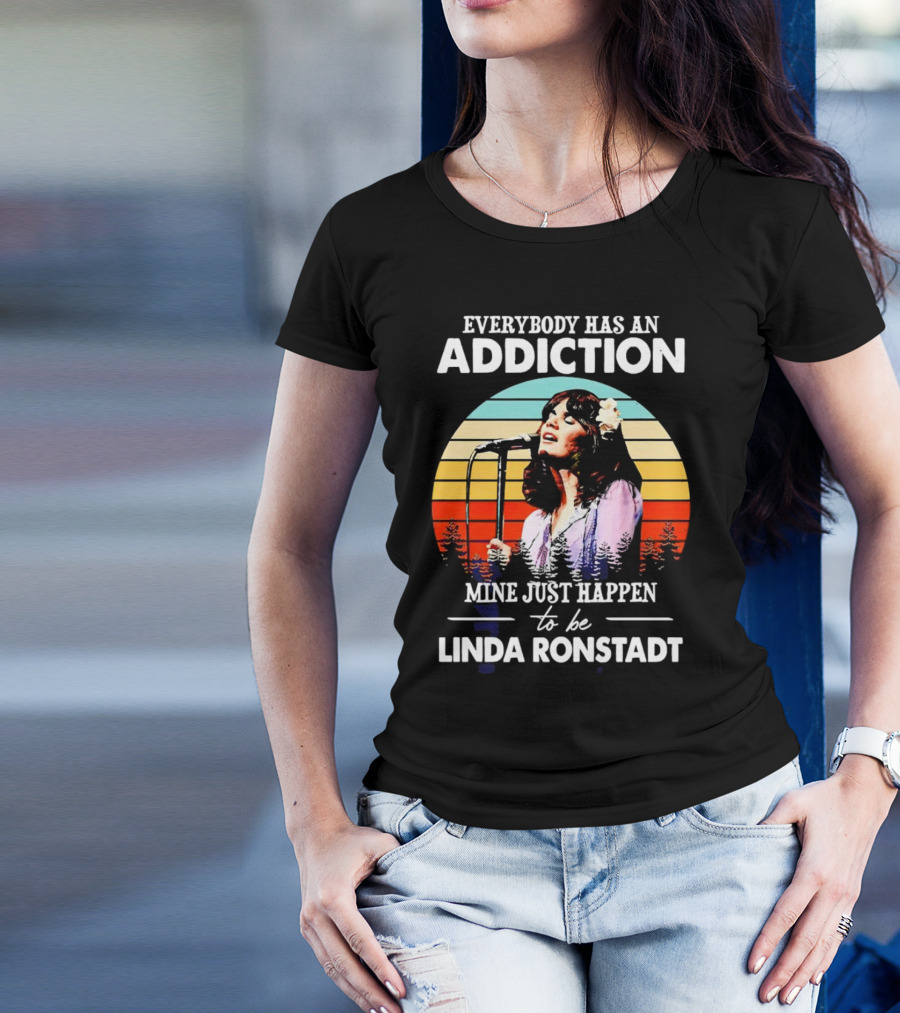 Everybody Has An Addiction Mine Just Happen To Be Linda Ronstadt Vintage Sunset Microphone Performance T-Shirt