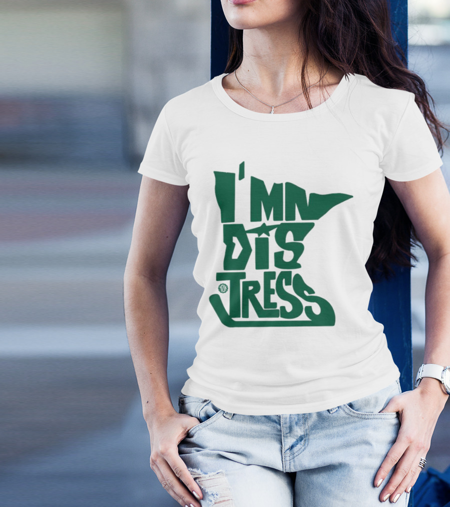 I MN Dis Tress Minnesota Silhouette And Hockey Stick T-Shirt