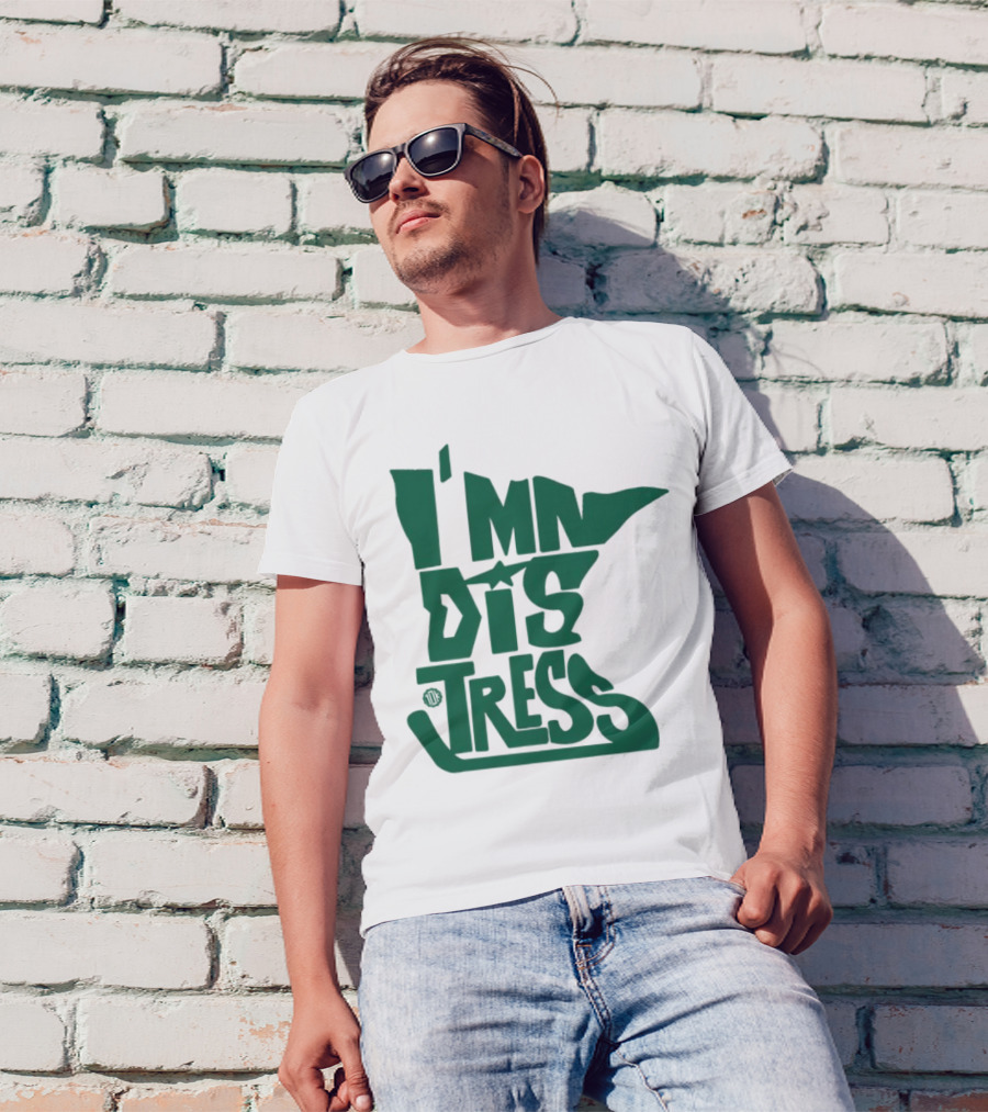 I MN Dis Tress Minnesota Silhouette And Hockey Stick T-Shirt