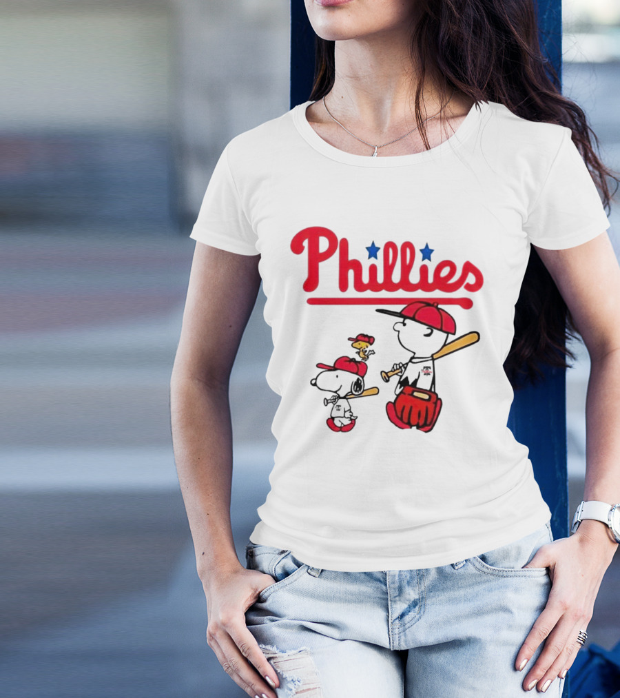 Phillies Snoopy Woodstock Charlie Brown Peanuts Baseball T-Shirt